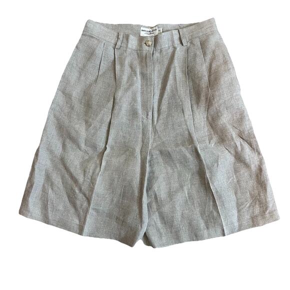 VTG y2K Abercrombie & Fitch Womens High Rise Shorts 12 Tan Linen 90s Twee - Picture 1 of 9